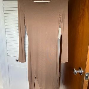 TOBI Fitted Long Sleeve Midi Dress